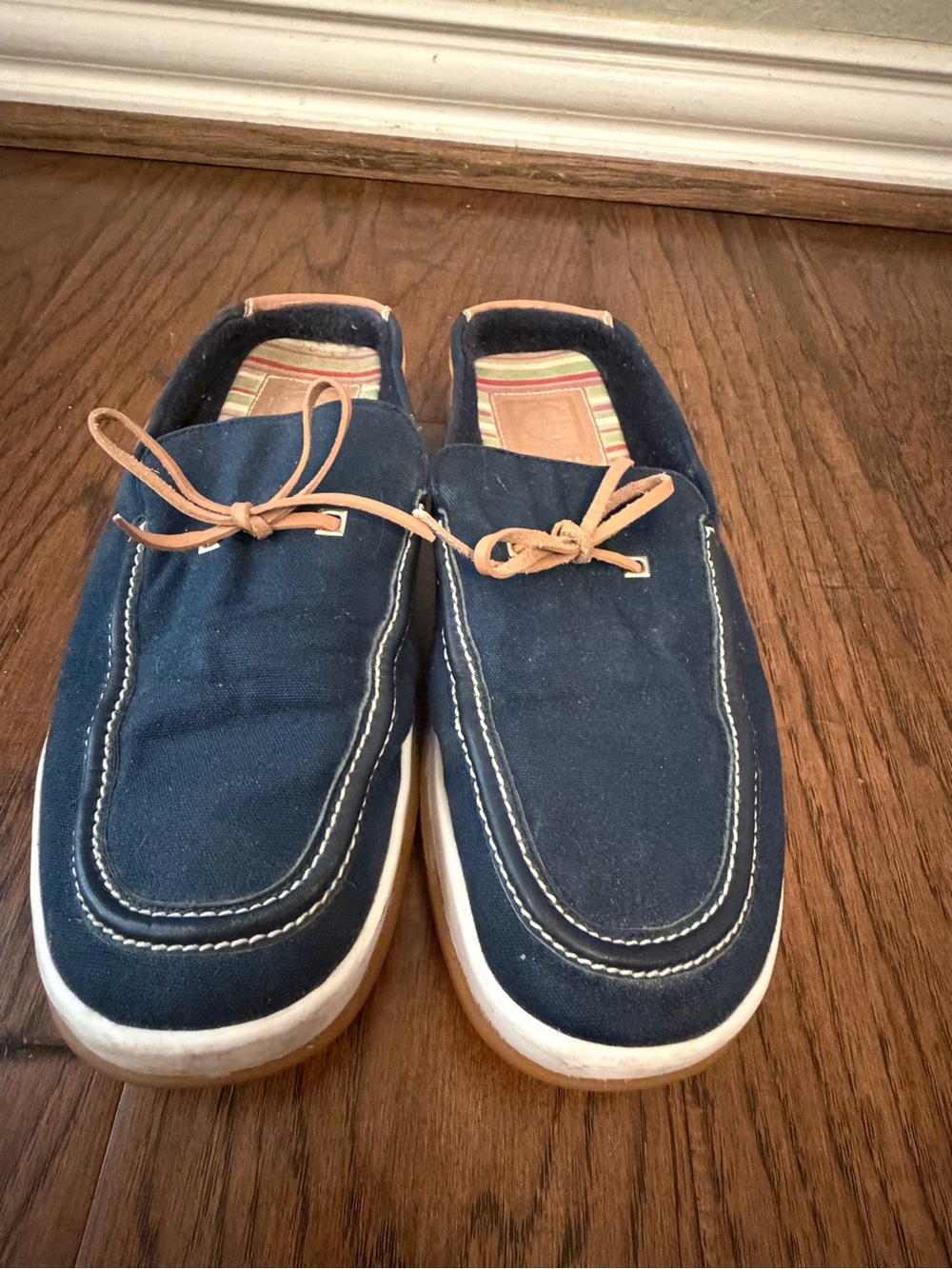 Cole Haan Navy Canvas Boat Shoes with Tan Laces Women’s Size 8.5